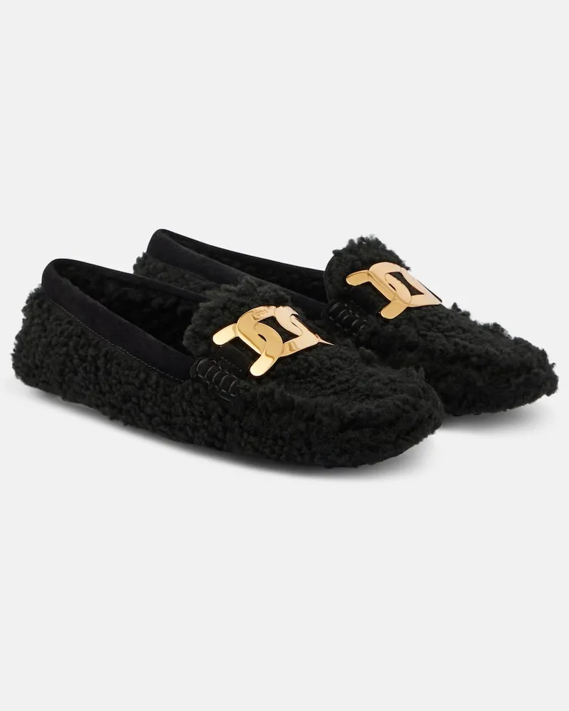 TOD'S Mokassins Gommini Catena aus Shearling Schwarz