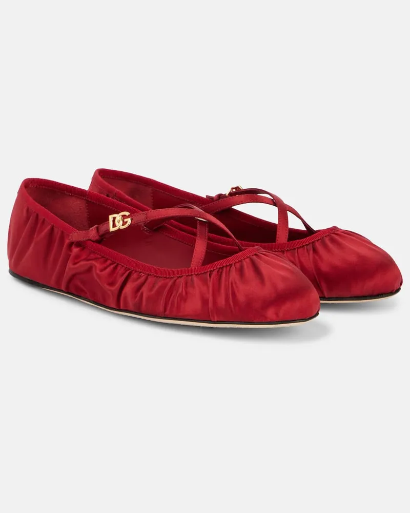 Dolce & Gabbana Ballerinas Vally DG aus Satin Rot