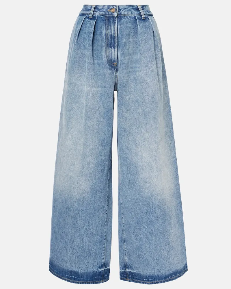 Alanui Wide-Leg Jeans Sunny Crochet Blau