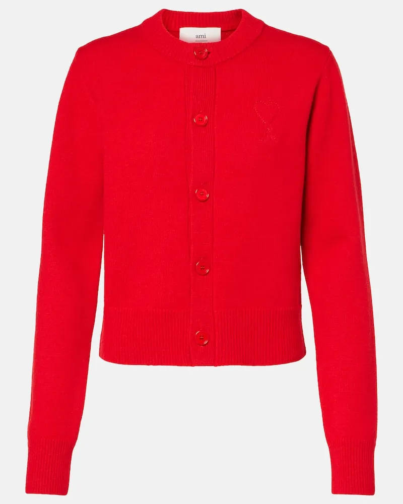 AMI Paris Cardigan Ami de Cœur aus Wolle und Kaschmir Rot