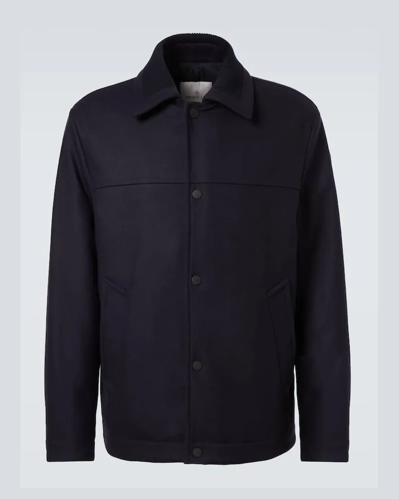 Moncler Daunenjacke Emilion aus einem Wollgemisch Blau