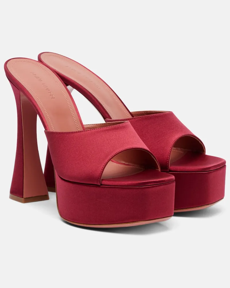 Amina Muaddi Plateau-Pantoletten Dalida 140 aus Satin Rot