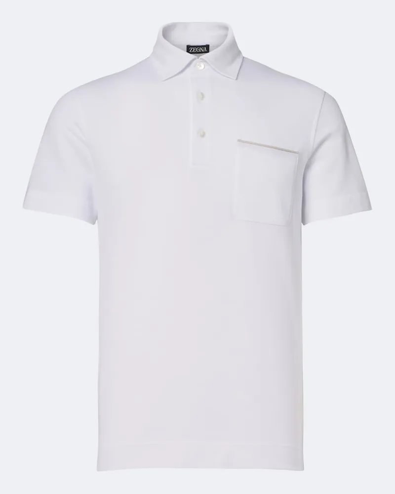 Ermenegildo Zegna Poloshirt aus Baumwoll-Piqué Weiß