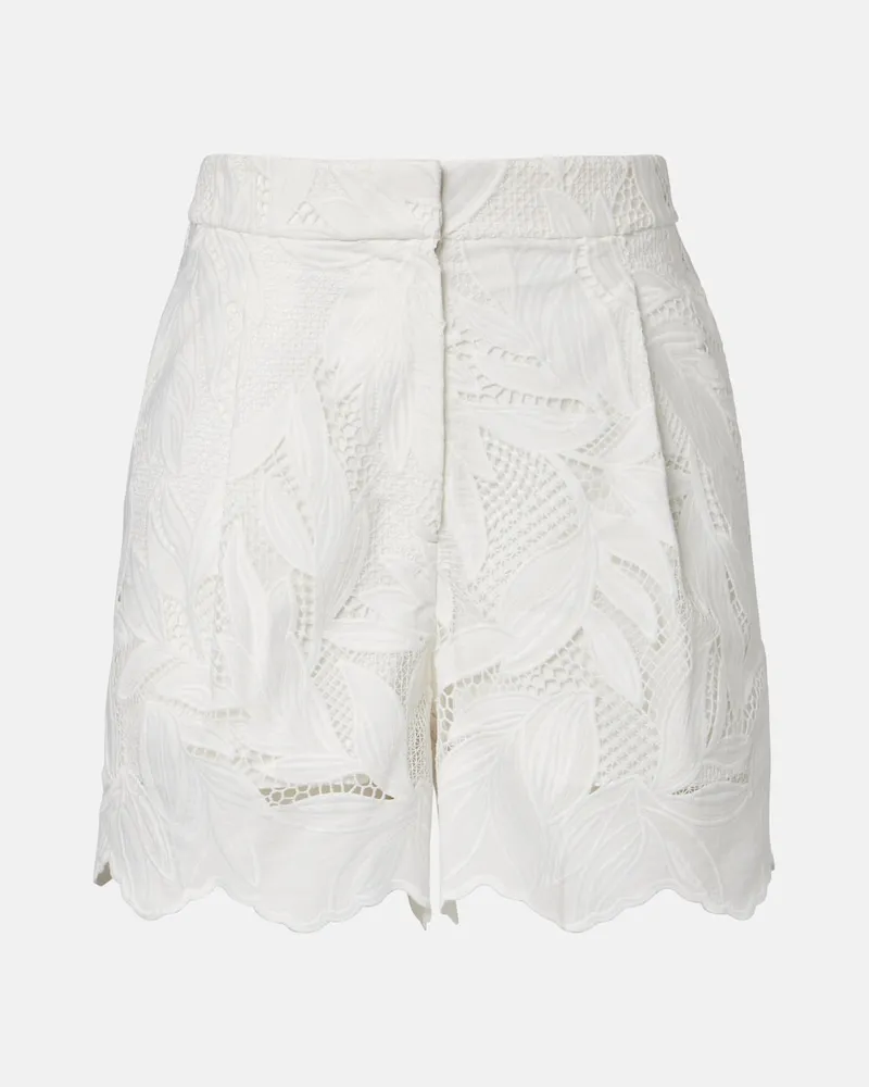 Erdem Bestickte Shorts aus Mesh Weiß