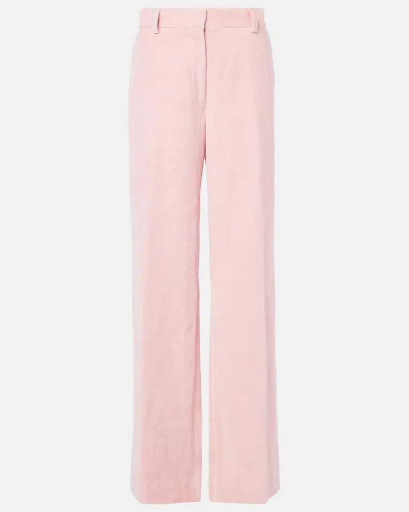 Dries van Noten Weite Hose aus Baumwolle und Hanf Rosa