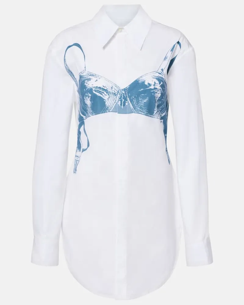 Jean Paul Gaultier Bedrucktes Hemd aus Jersey Weiß