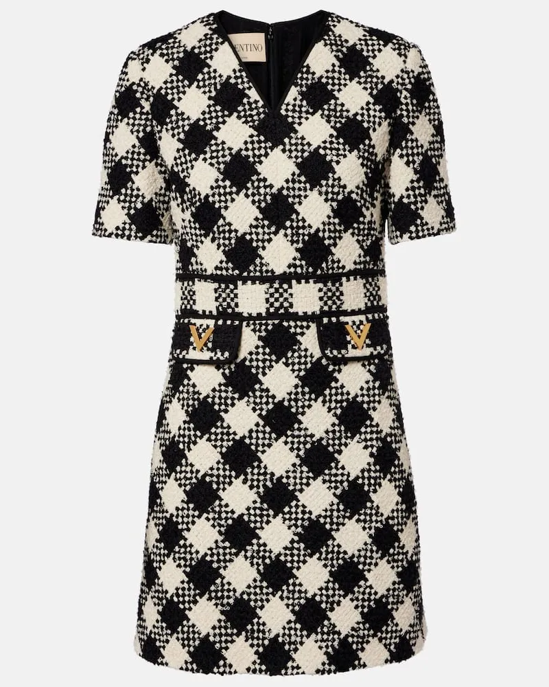 Valentino Garavani Minikleid VGold aus Tweed Schwarz