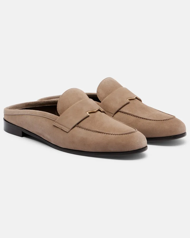 Max Mara Slippers Goccia aus Veloursleder Beige