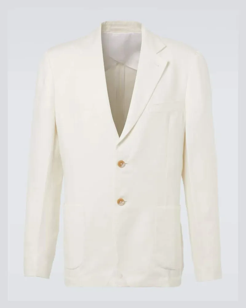 Frescobol Carioca Blazer Paulo aus Leinen Weiß