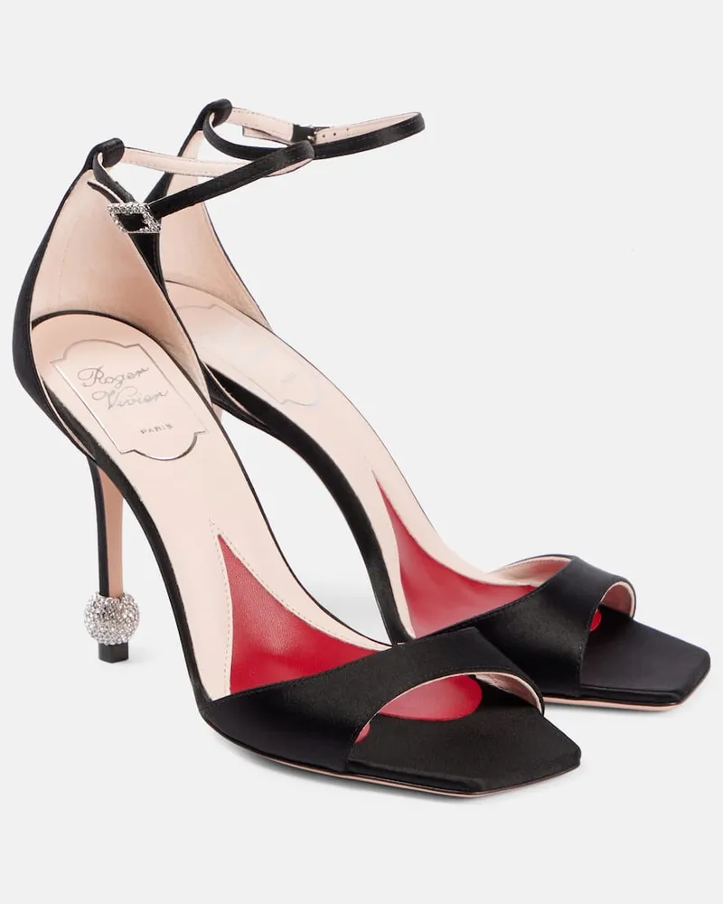 Roger Vivier Sandalen Jewel 100 aus Satin mit Kristallen Schwarz