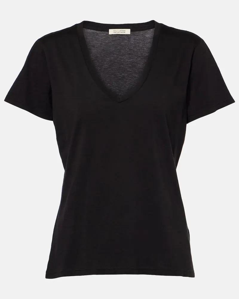 Nili Lotan T-Shirt Carol aus Baumwoll-Jersey Schwarz