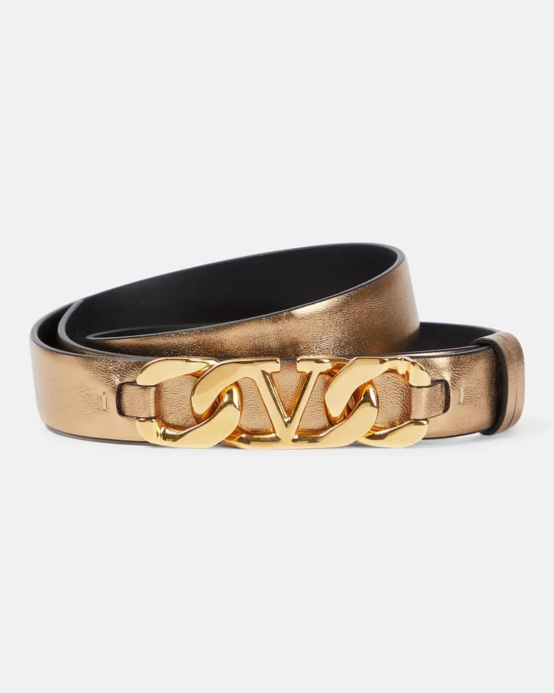 Valentino Garavani Gürtel VLogo Chain aus Leder Metallic