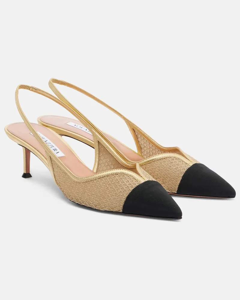Aquazzura Slingback-Pumps Gia 50 aus Mesh Gold