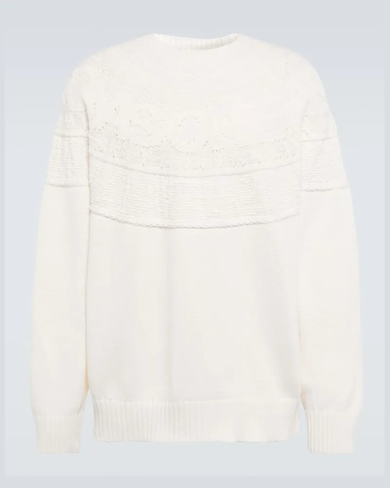 Sacai Pullover aus einem Baumwollgemisch Weiß