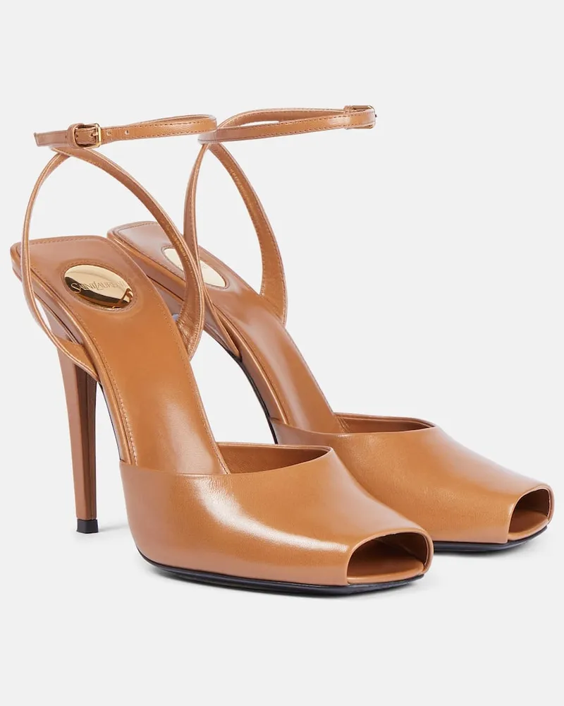 Saint Laurent Sandalen La Scandale 110 aus Leder Braun