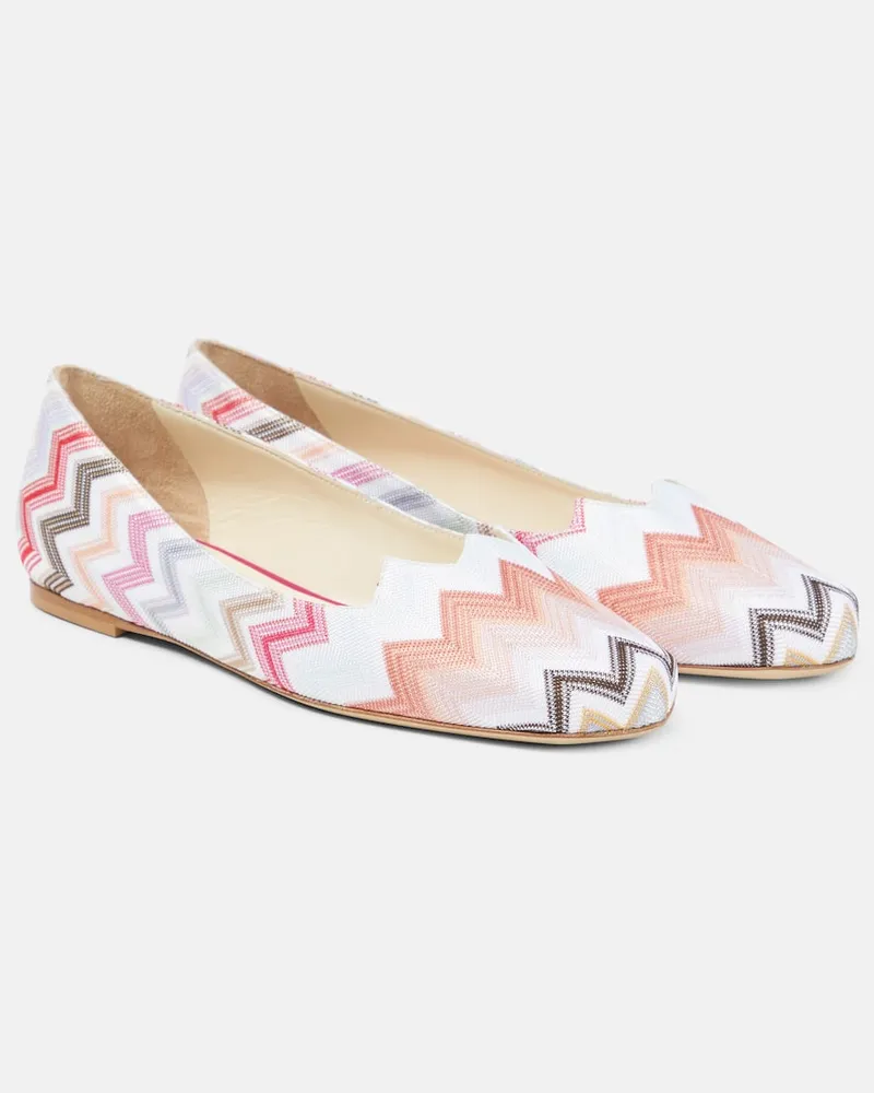 Missoni Ballerinas aus Häkelstrick Rosa