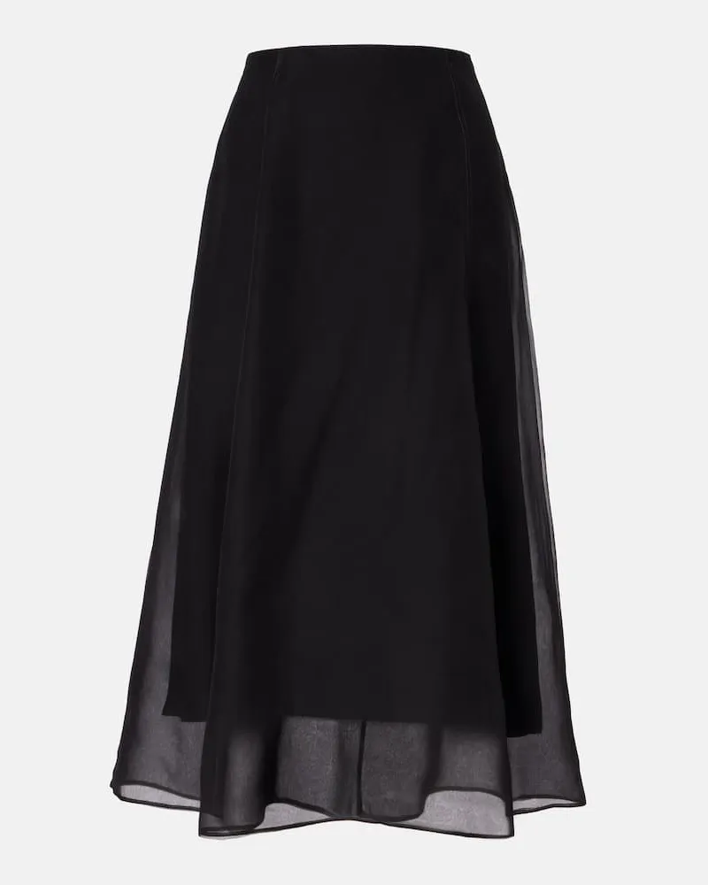 Brunello Cucinelli Midirock aus Seidenorganza Schwarz