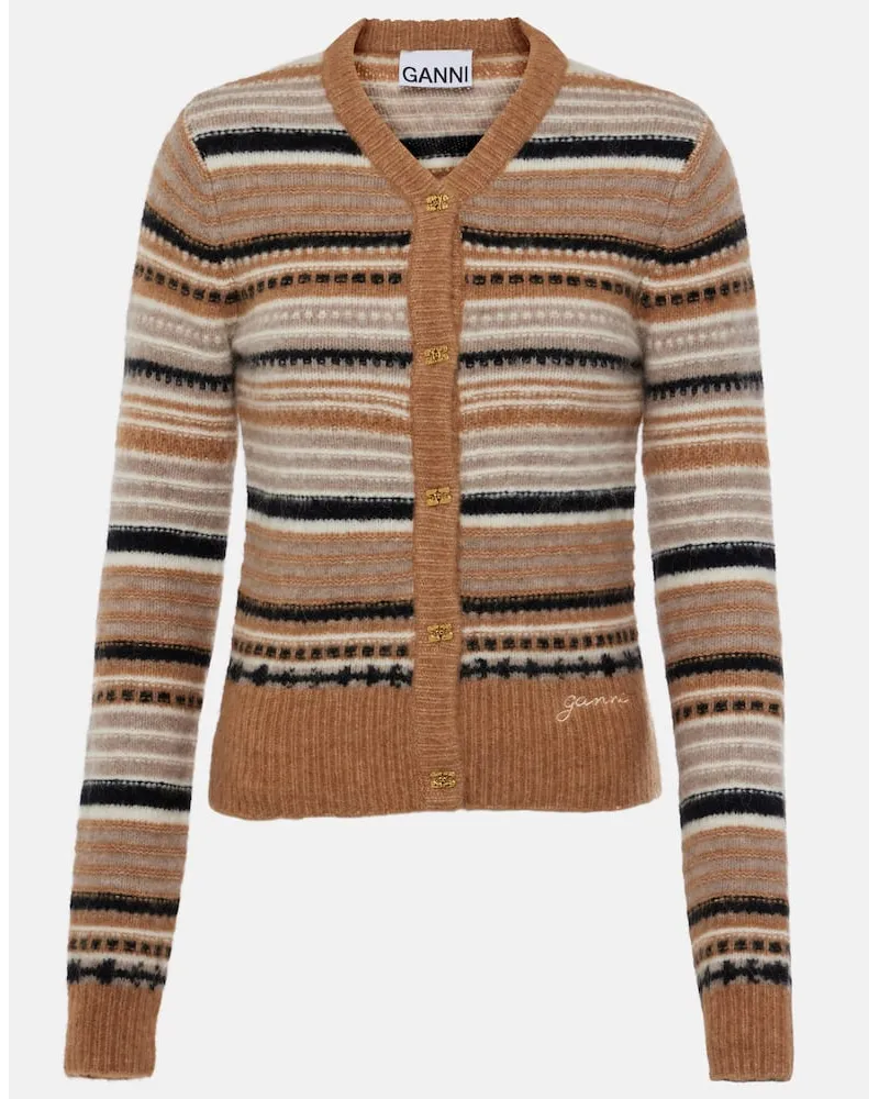 Ganni Cardigan aus einem Alpakawollgemisch Braun