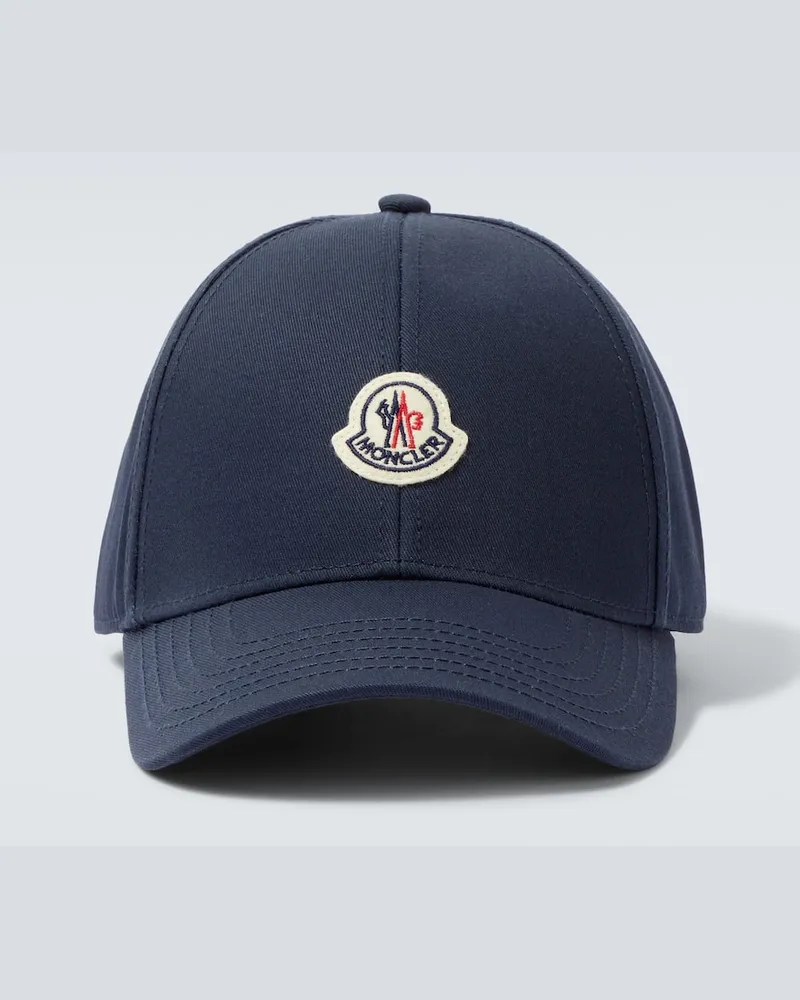 Moncler Bestickte Baseballcap aus Canvas Blau