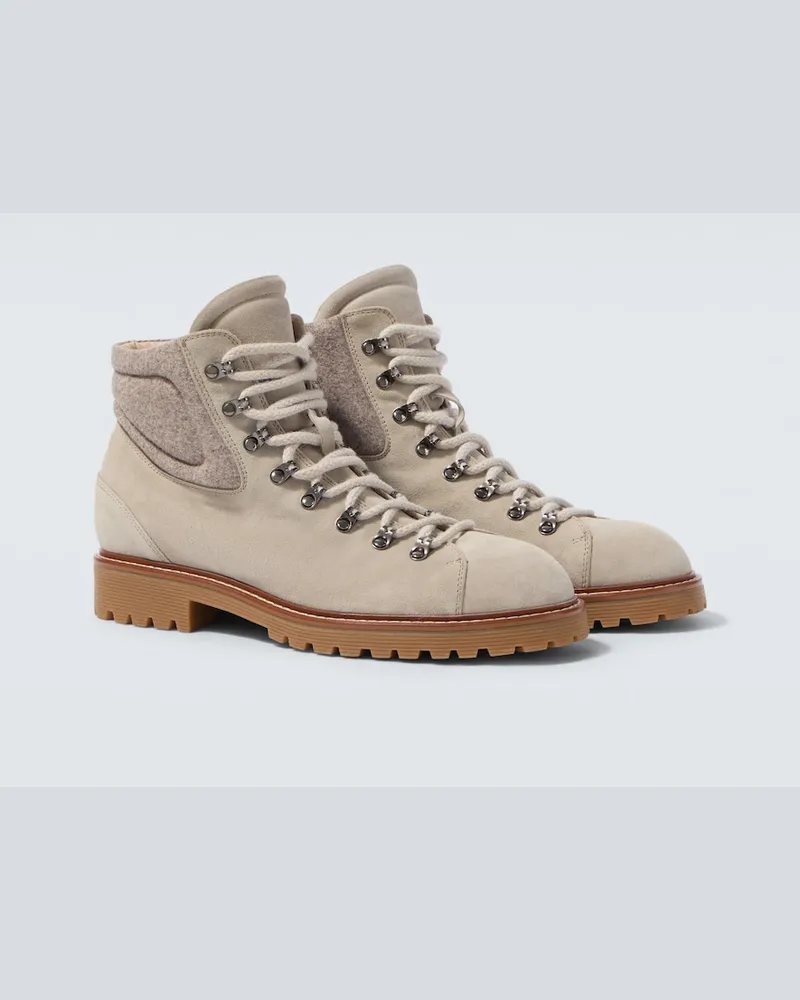 Eleventy Schnürstiefel aus Veloursleder Grau
