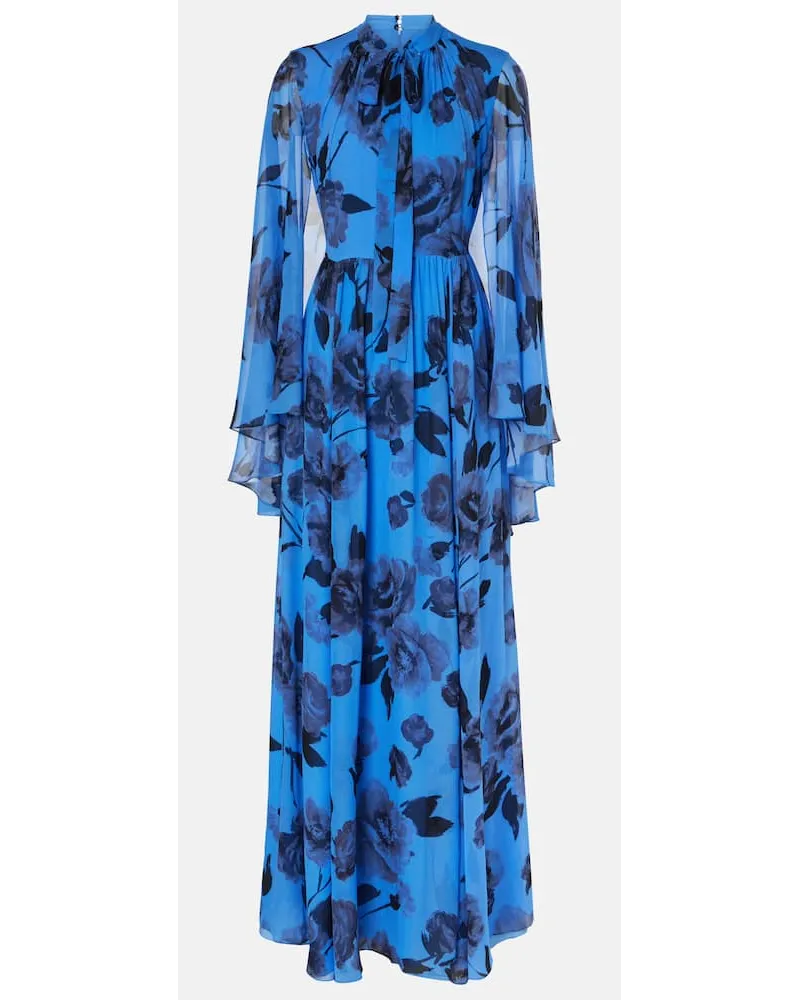 Erdem Robe aus Seidenvoile Blau
