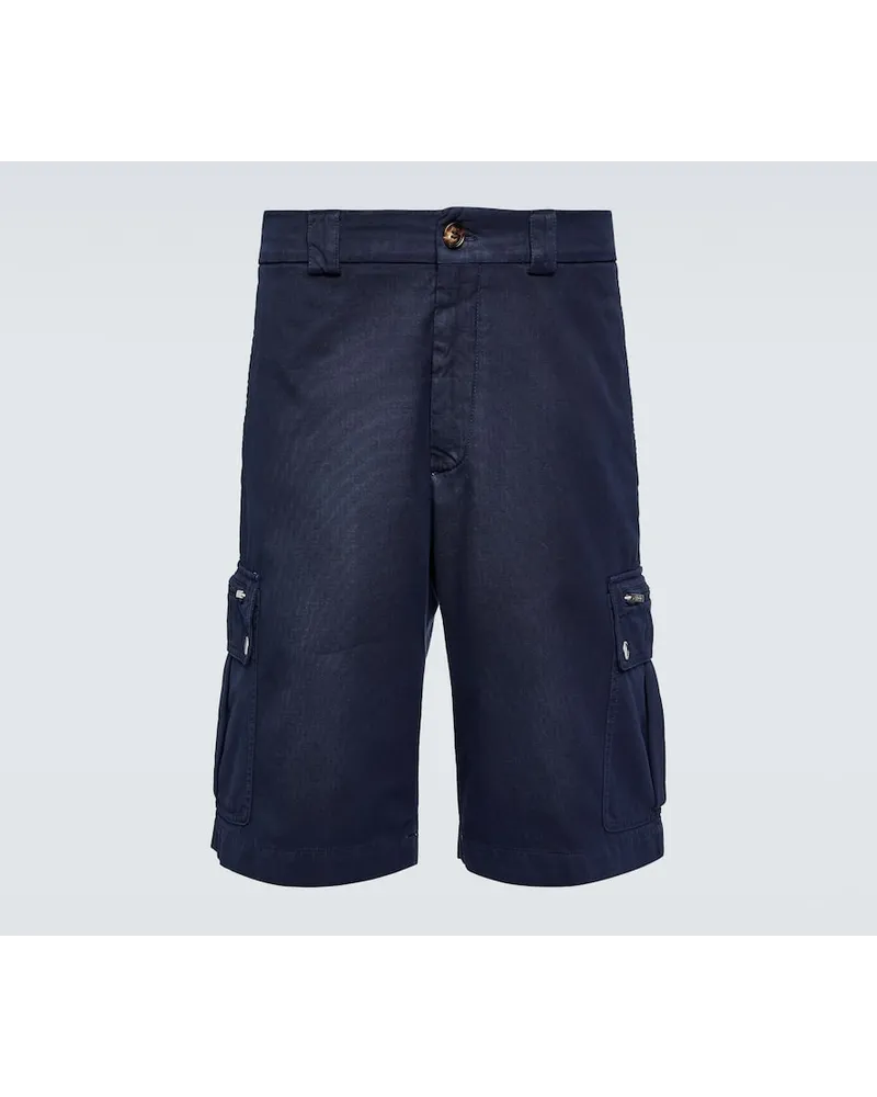 Brunello Cucinelli Cargo-Shorts aus Baumwoll-Gabardine Blau