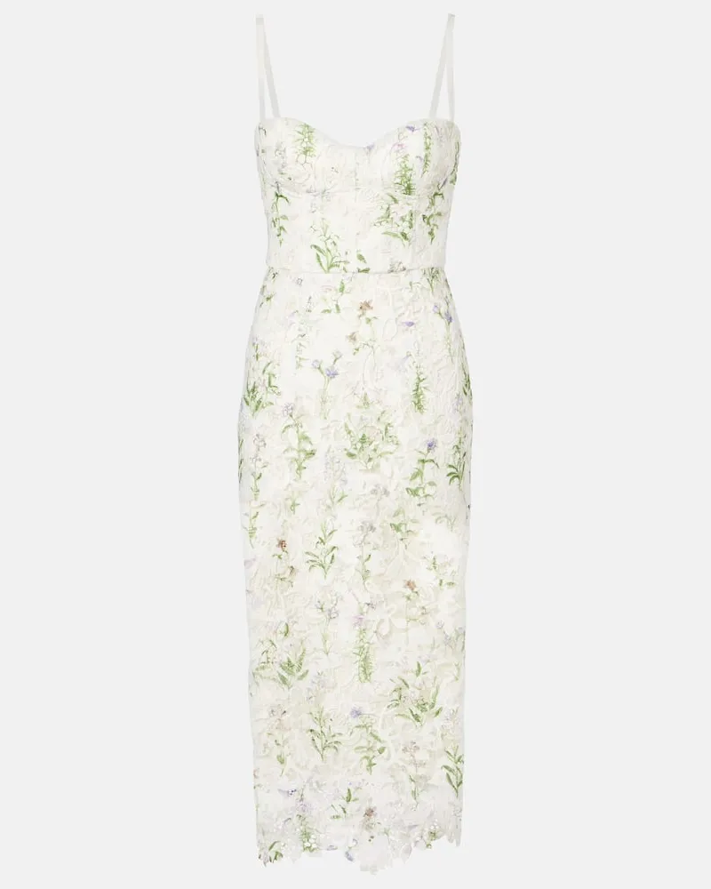 Monique Lhuillier Midikleid aus Spitze Weiß