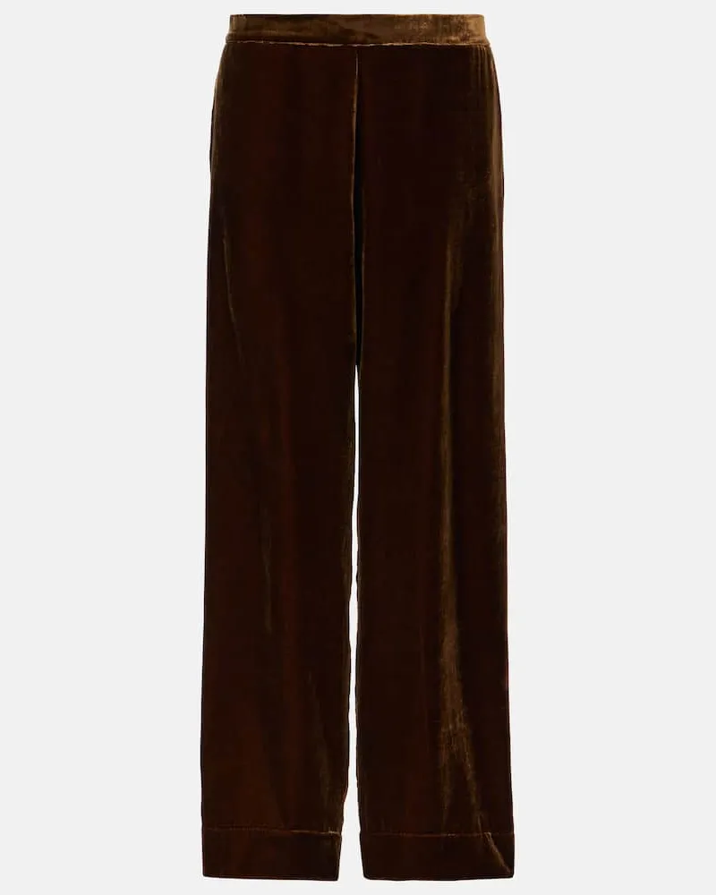 ASCENO Pyjama-Hose London aus Samt Braun