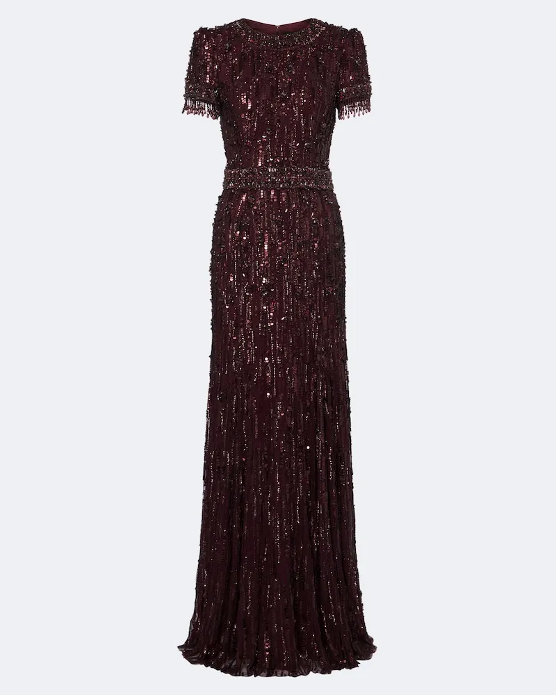 Jenny Packham Verzierte Robe Roxy Burgunderrot