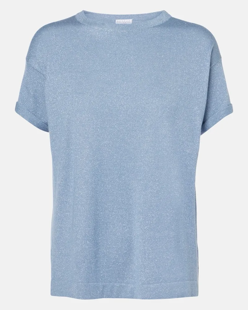 Brunello Cucinelli Top aus einem Kaschmirgemisch Blau