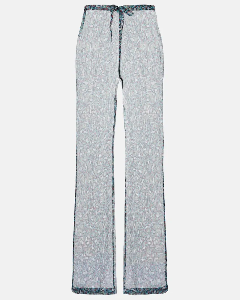 Dries van Noten Weite Hose aus transparenter Seide Multicolor