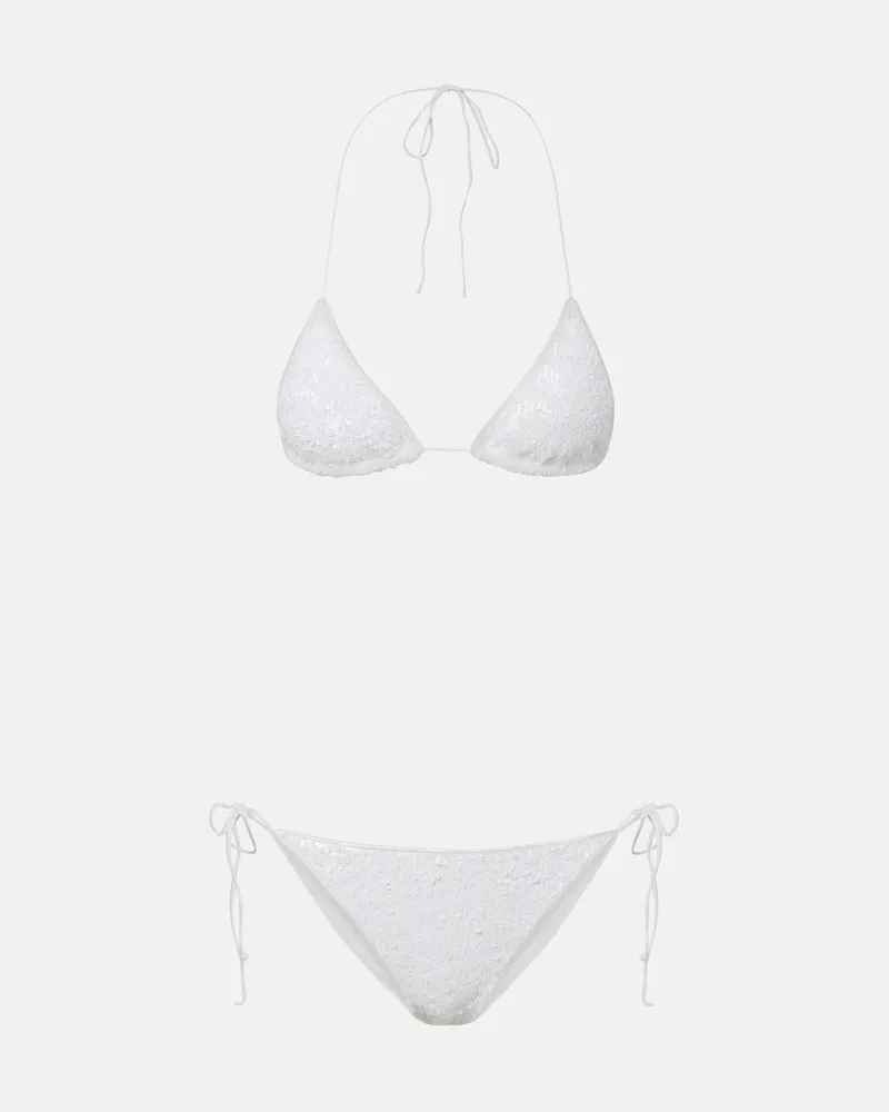Oséree Oséree Bridal Bikini mit Pailletten Weiß