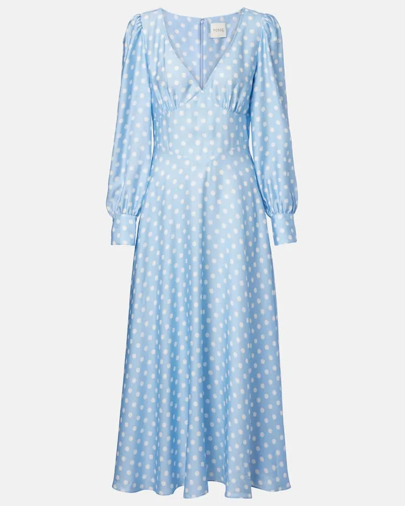 Posse Midikleid Tilly aus Satin Blau