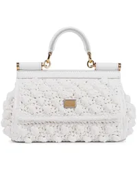 Dolce & Gabbana Bridal Tote Sicily Small aus Haekelstrick Weiss