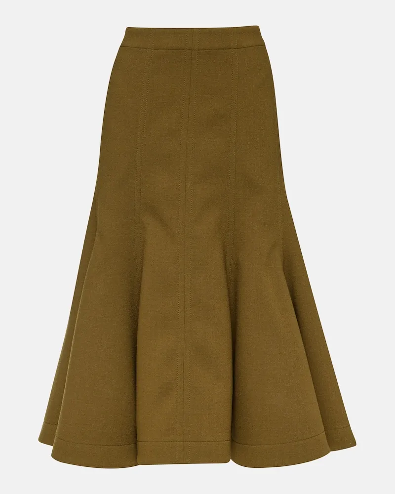 Bottega Veneta Midirock aus Woll-Crêpe Grün