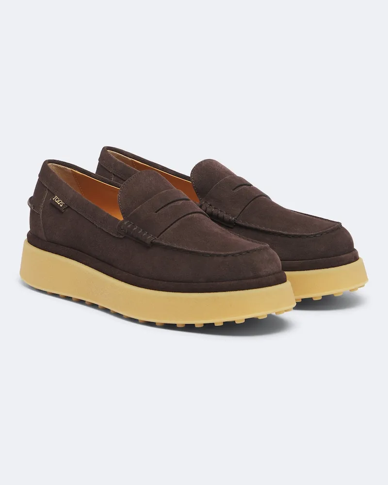 TOD'S Plateau-Loafers aus Veloursleder Braun