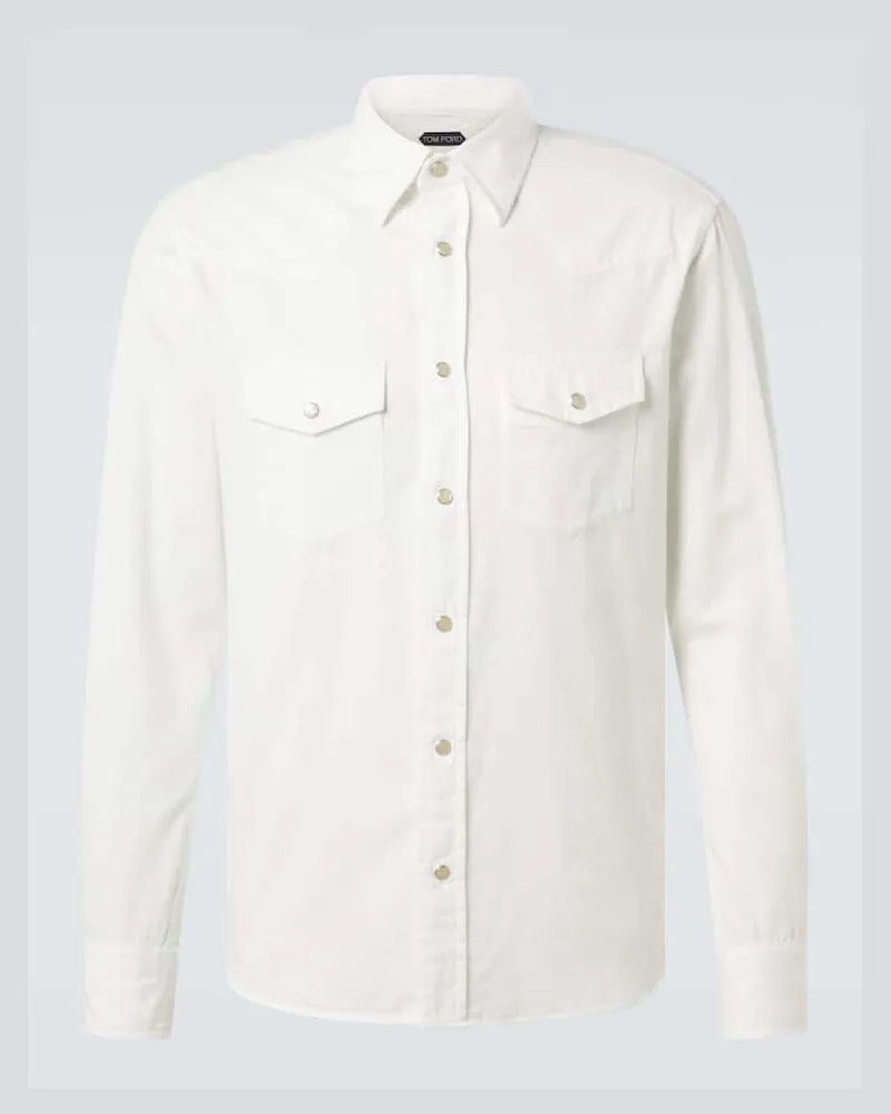 Tom Ford Hemd aus Baumwollpopeline Weiß