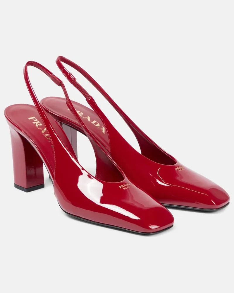 Prada Slingback-Pumps 85 aus Lackleder Rot