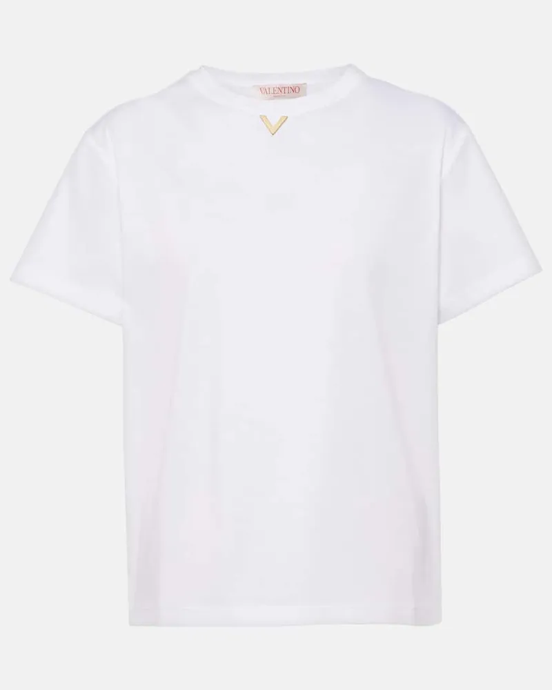 Valentino Garavani T-Shirt VGold aus Baumwoll-Jersey Weiss