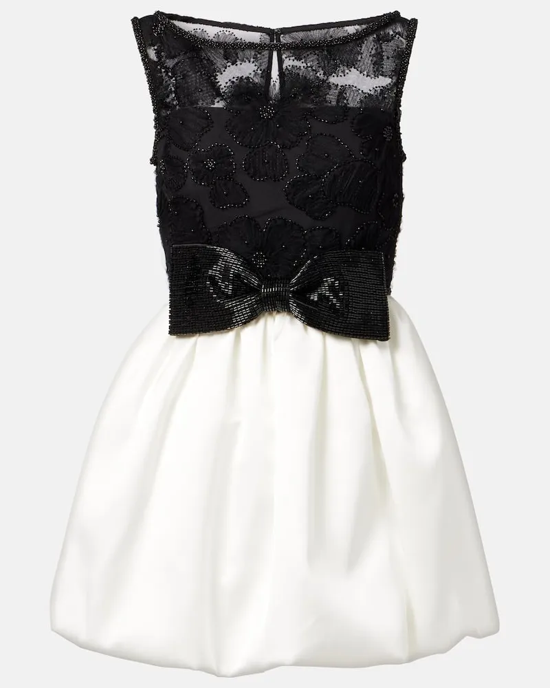 Self-Portrait Verziertes Cocktailkleid aus Tüll Schwarz
