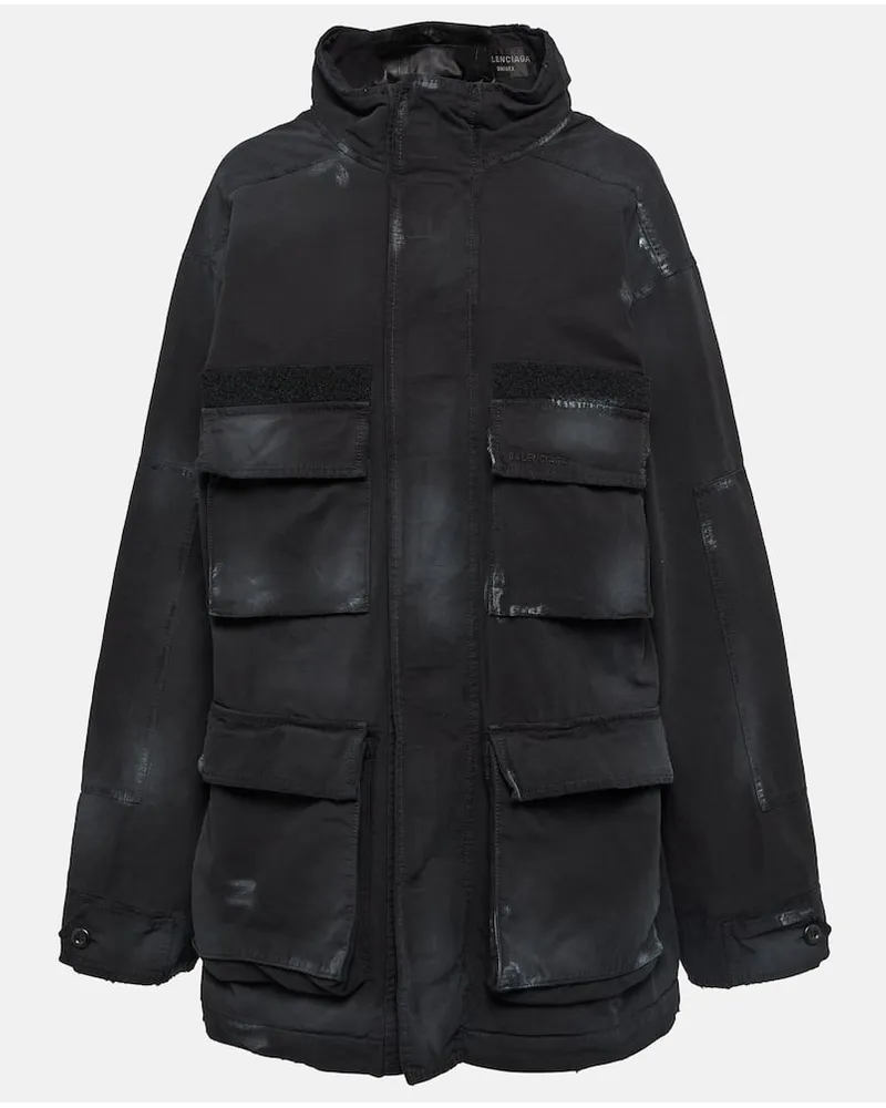 Balenciaga Parka aus Baumwoll-Ripstop Schwarz