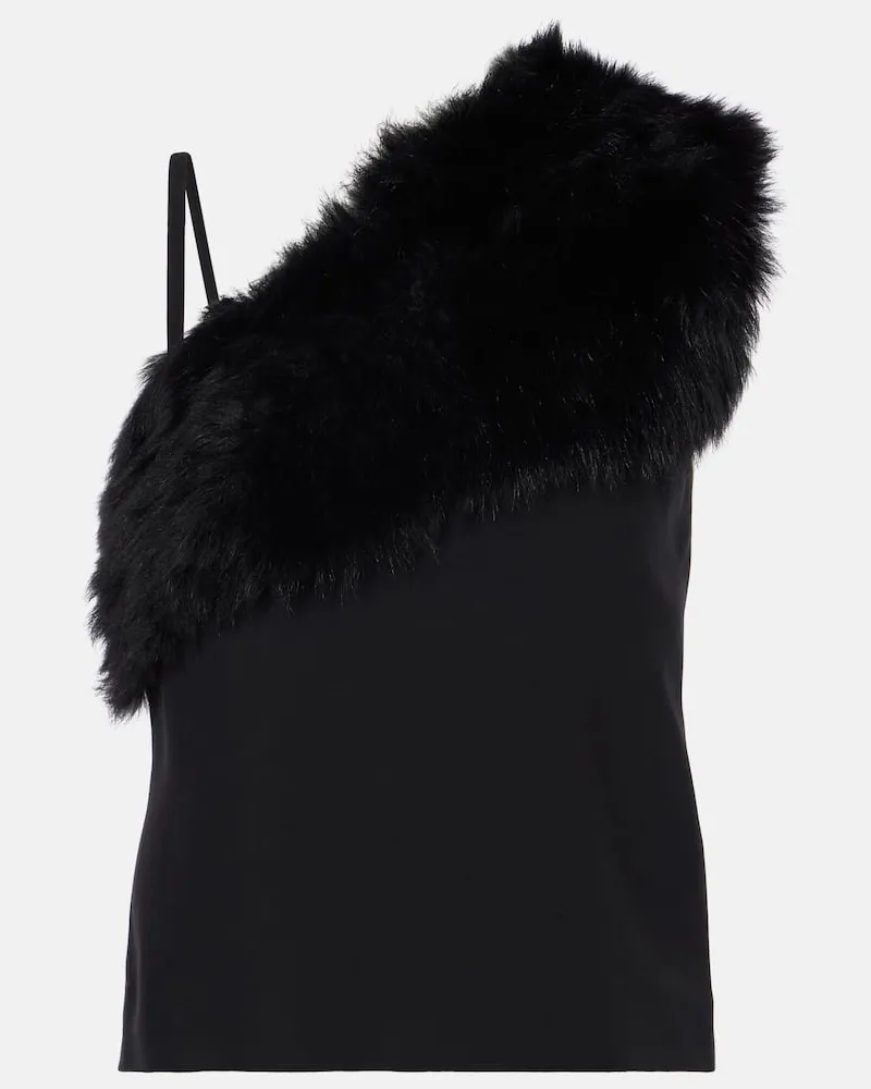 Totême Top aus Cady mit Shearling Schwarz