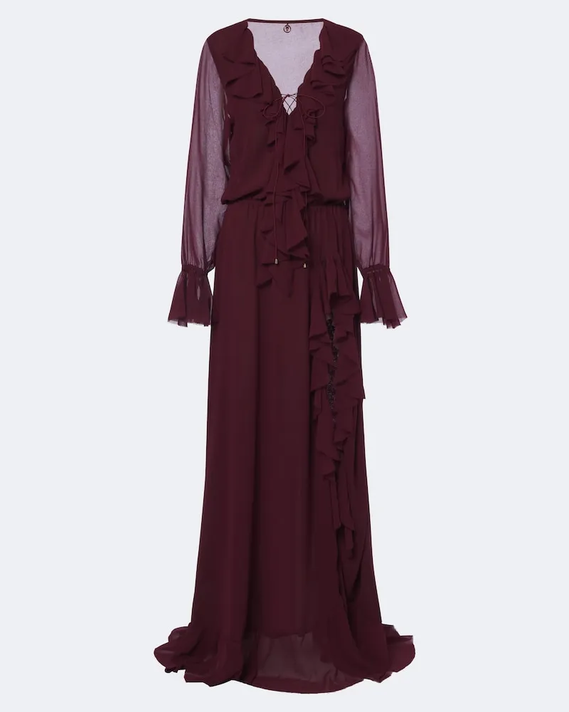 BANANHOT Maxikleid Bellen Burgunderrot