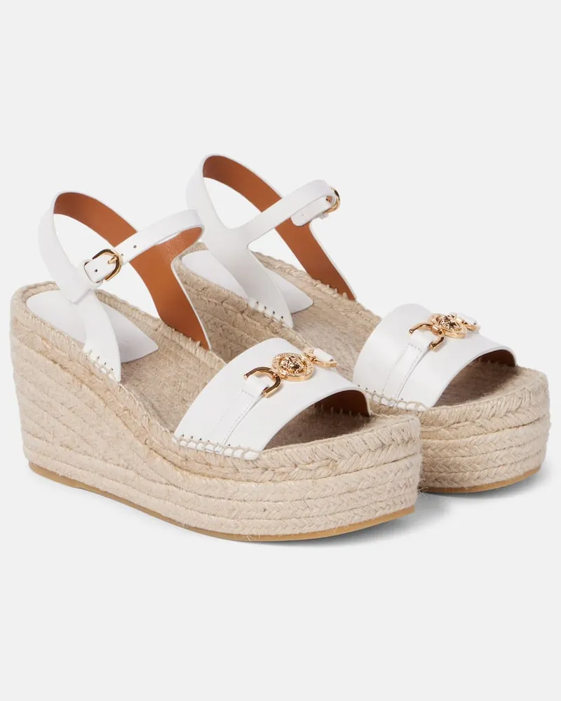 Versace Espadrille-Wedges Medusa '95 aus Leder Weiß
