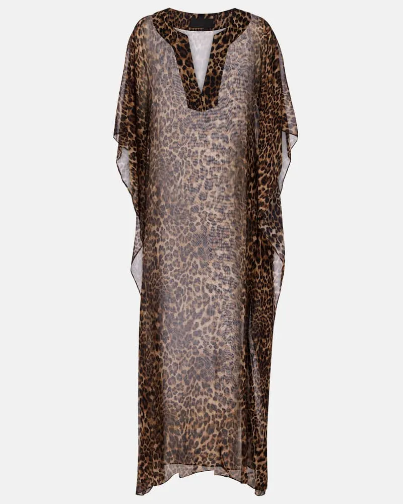 Nili Lotan Bedruckter Kaftan Erica aus Seide Braun