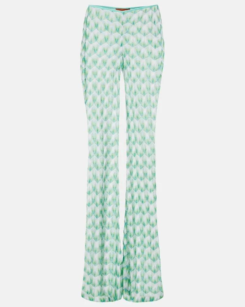 Missoni Schlaghose aus Häkelstrick Grün