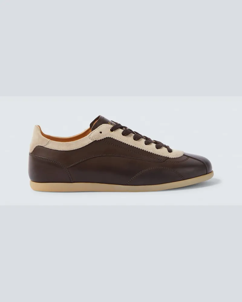 Brunello Cucinelli Sneakers aus Leder mit Veloursleder Braun