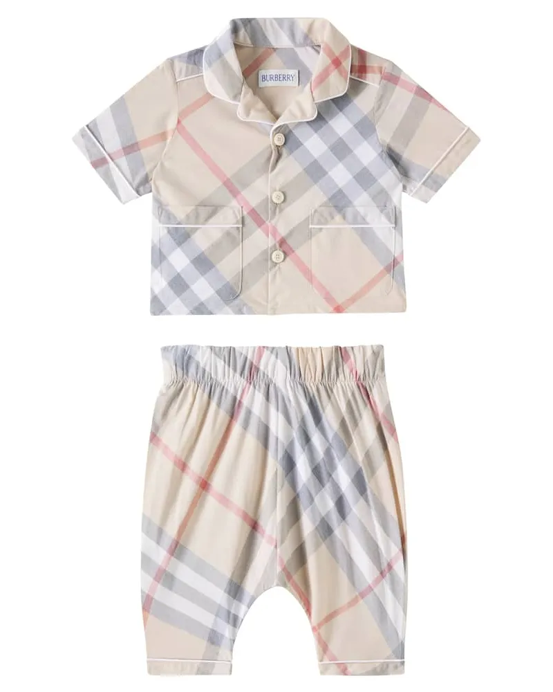 Burberry Baby Pyjama Burberry Check aus Baumwolle Nude