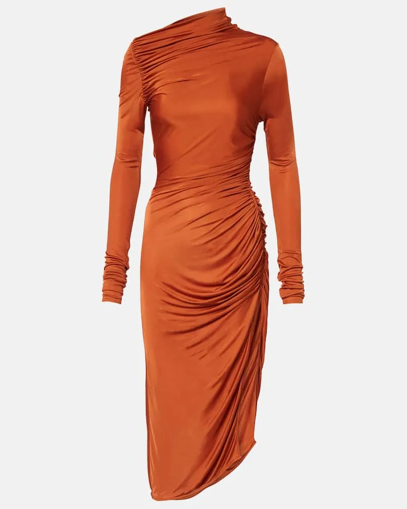Rick Owens Midikleid Svita aus Satin-Jersey Orange