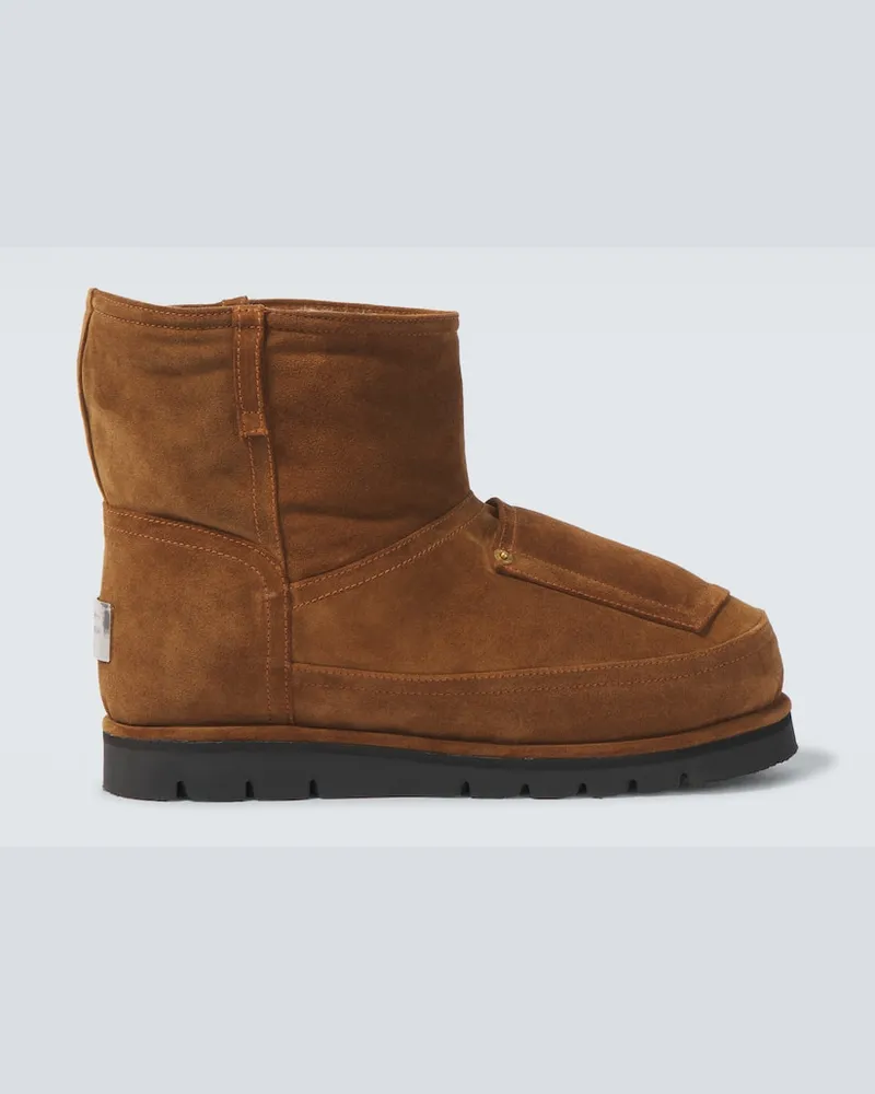 Acne Studios Ankle Boots aus Veloursleder mit Shearling Braun